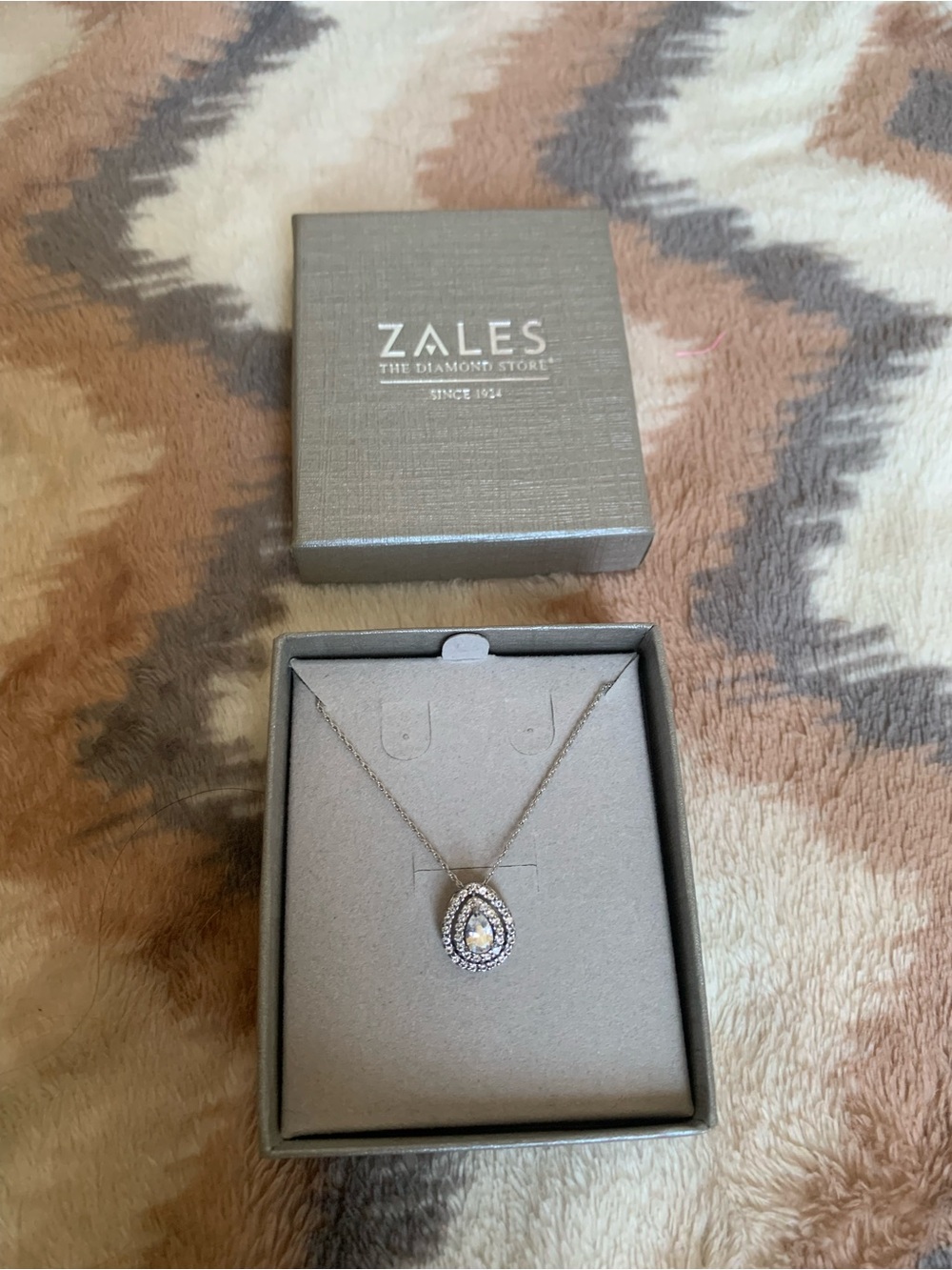Zales White Sapphire & Sterling Silver
Teardrop Pendant Necklace